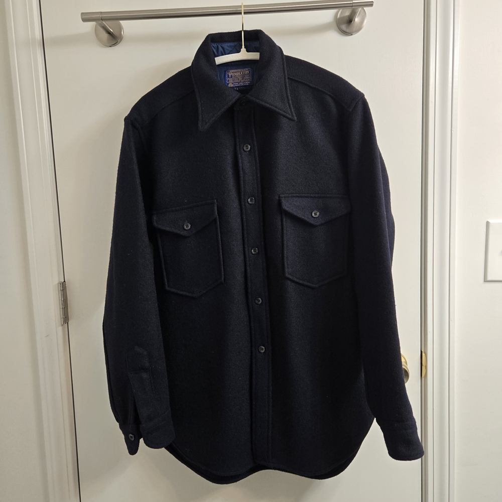 Pendleton 100% Virgin Wool Jacket, Heavy Shirt, Size M, Navy